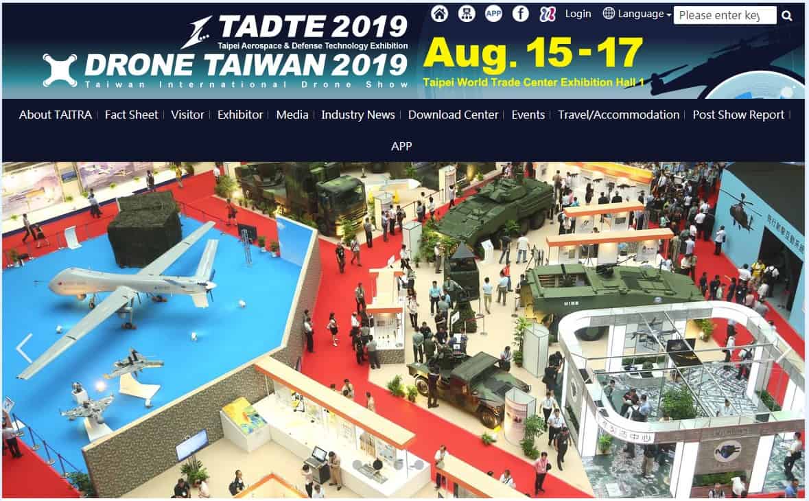 Taipei Aerospace & Defense Technology, Booth# A1123, A1125, A1024, A1026, Taipei Taiwan 2019/8/15~8/17